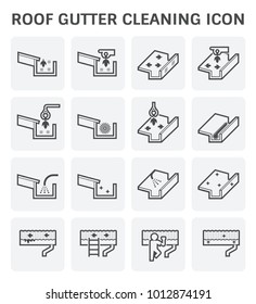 Roof Gutter Cleaning And Maintenance Icon Set.