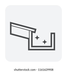 Roof gutter cleaning and maintenance icon.