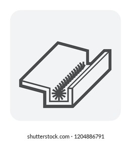 Roof gutter cleaning and maintenance icon.