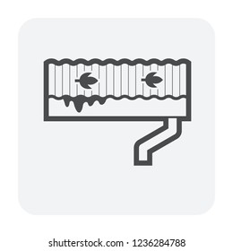 Roof Gutter Cleaning And Maintenance Icon.