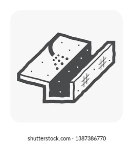 Roof gutter cleaning and maintenance icon.