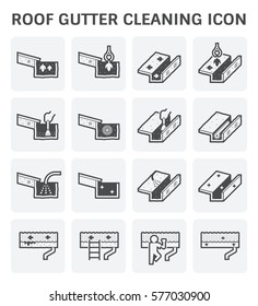 Roof Gutter Cleaning And Maintenance Vector Icon.