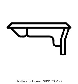 Roof gutter icon, drainage system outline, building maintenance symbol, house hardware vector art.