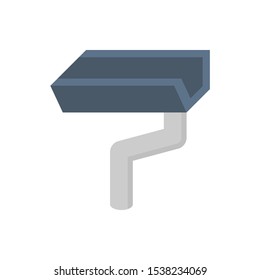 Roof gutter vector icon design on white background for drainage system graphic design element.