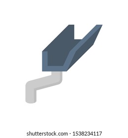 Roof gutter vector icon design on white background for drainage system graphic design element.