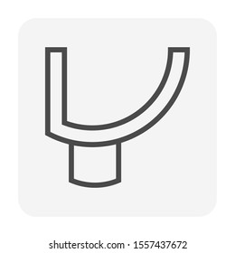 Roof gutter vector icon design on white background for drainage system graphic design element.