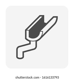 Roof gutter vector icon design on white background for drainage system graphic design element.