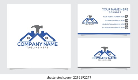 Roof Hammer and home logo vector design concept.