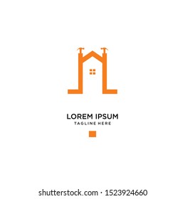 Roof hammer logo design template vector illustration .