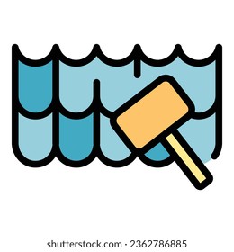Roof hammer tool icon outline vector. Home construction. Hand saw color flat
