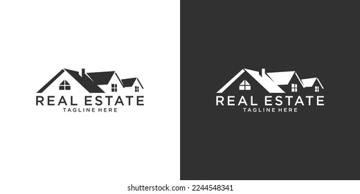 Roof and home logo vector design concept. Real estate logo on black and white background.