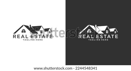 Roof and home logo vector design concept. Real estate logo on black and white background.