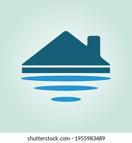 Roof home vector logo icon. flood hit the house symbol