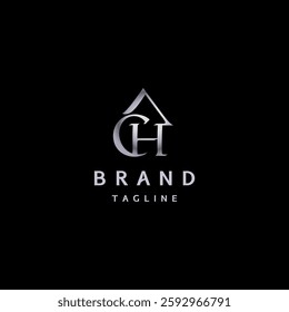 Roof House Above Initial CH Letter Logo Design. Initial C and H Letter With Roof House Above It Logo Design.