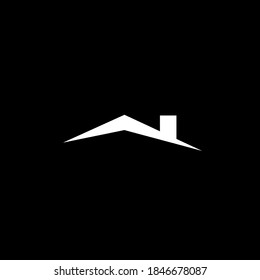 Roof house icon on black background. Flat icon. Vector