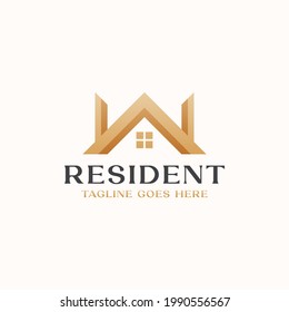 Roof House Monogram Logo Template Vector Illustration In Isolated White Background