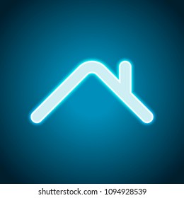 Roof of house. Simple linear icon. One line style. Neon style. Light decoration icon. Bright electric symbol