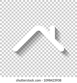 Roof of house. Simple linear icon. One line style. White icon with shadow on transparent background