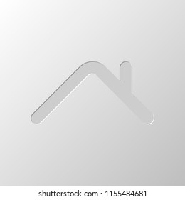Roof of house. Simple linear icon. One line style. Paper design. Cutted symbol. Pitted style