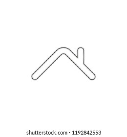 Roof of house. Simple linear icon. One line style. Dotted outline silhouette with shadow on white background