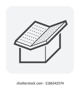 Roof icon with butterfly style, type, shape or butterfly roof for house and building. Roof is the top covering of a building including tile material. Vector illustration icon design. Expand line icon.