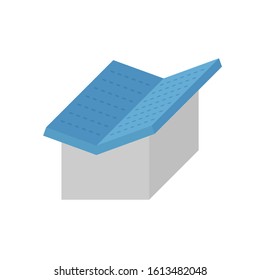 Roof icon with butterfly style, type, shape or butterfly roof for house and building. Roof is the top covering of a building including tile material. Vector illustration icon design. Expand line icon.