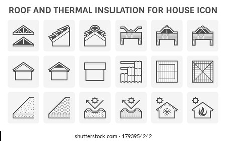 Dachziegel und Struktur und Wärmedämmung für Haus Vektorsymbol Design.