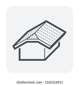 Roof icon with half-hip style, type, shape or half-hip roof for house and building. Roof is the top covering of a building including tile material. Vector illustration icon design. Expand line icon.