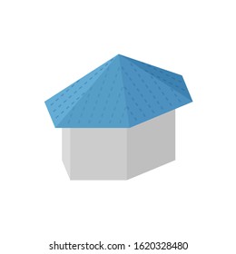 Roof icon with hexagonal style, type, shape or hexagonal roof for house and building. Roof is the top covering of a building including tile material. Vector illustration icon design. Vector icon.