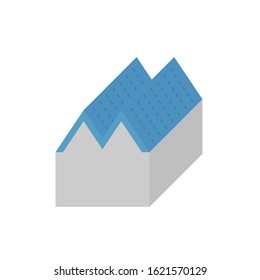 Roof icon with multi-gable style, type, shape or multi-gable roof for house and building. Roof is the top covering of a building including tile material. Vector illustration color icon design. 