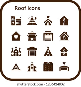  roof icon set. 16 filled roof icons. Simple modern icons about  - Church, Tent, Shelter, House, Home, Garage, Apartments