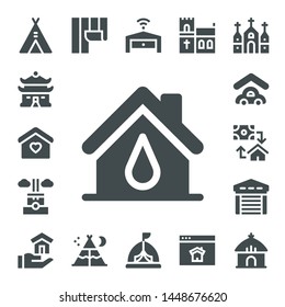 roof icon set. 17 filled roof icons.  Simple modern icons about  - Tent, House, Home, Chimney, Garage, Mortgage, Wallpaper, Church, Homepage, Hut