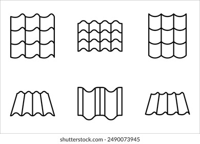 Roof icon set. Roof tile sign, Building materials for roofs, vector illustration on white background