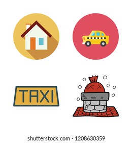 roof icon set. vector set about taxi, chimney and house icons set.