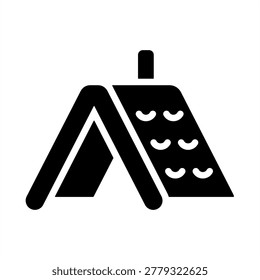 Roof Icon - Solid Black Glyph Icons For Building Architectural and Designs