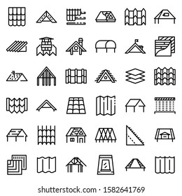 Roof icons set. Outline set of roof vector icons for web design isolated on white background