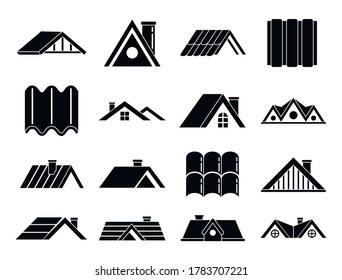 Roof icons set. Simple set of roof vector icons for web design on white background