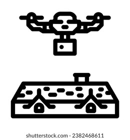 roof inspection drone line icon vector. roof inspection drone sign. isolated contour symbol black illustration