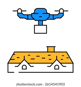 roof inspection drone line icon vector. roof inspection drone sign. isolated symbol illustration