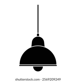 Roof lamp vector icon. Hanging light fixture symbol for interior design, home lighting, and ceiling decor. Black silhouette isolated on white background.