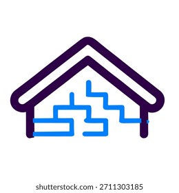 Ícone de vazamento no telhado. Ilustração vetorial linear de fuga do telhado isolada sobre fundo branco.