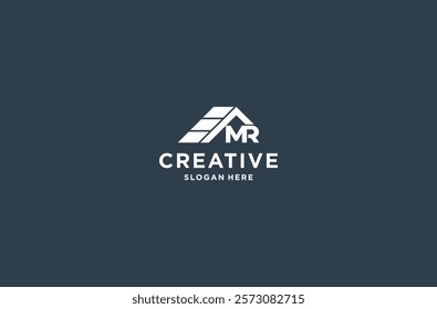 roof and letter mr logo design premium vector.