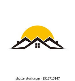 Roof line, real estate logo design template vector illustration