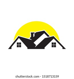 Roof line, real estate logo design template vector illustration