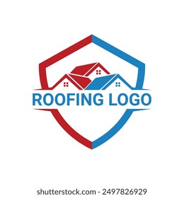 roof logo design with home and shield concept idea