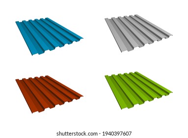 roof metal profile icon set isolated on white background