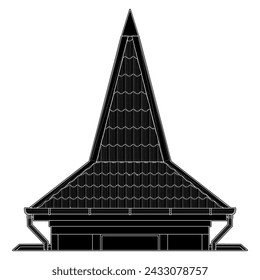 Roof of the Modern Building Tower Vector 04. View of the hipped roof. 