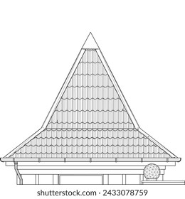 Roof of the Modern Building Tower Vector 05. View of the hipped roof. 