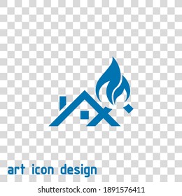 icono de techo sobre vector de incendio en un fondo abstracto