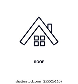 roof outline icon.  Thin line icon from construction tools collection. Editable vector isolated on white background